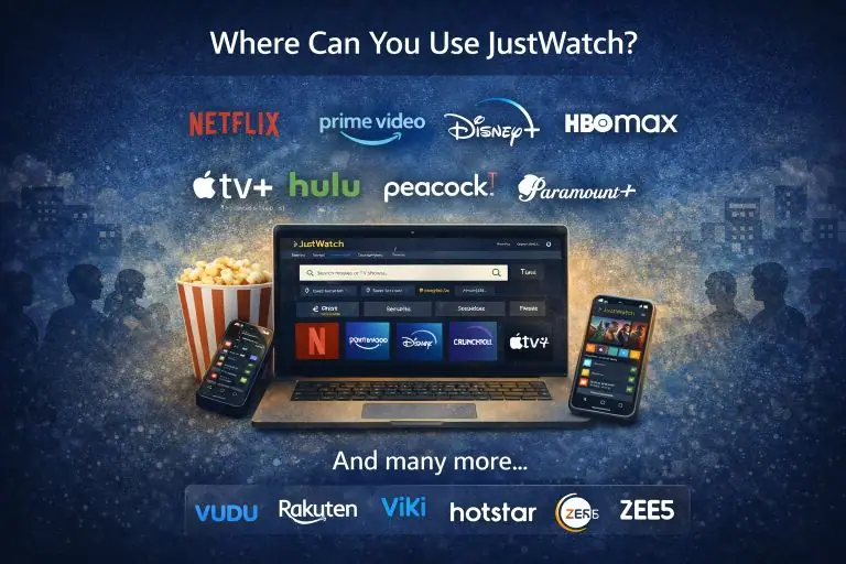 Searching international movie streaming rights on JustWatch to find legal platforms.