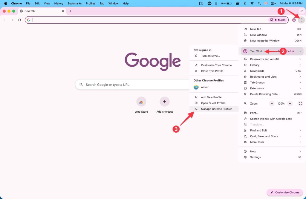 Guide to creating a new un-synced browser profile.